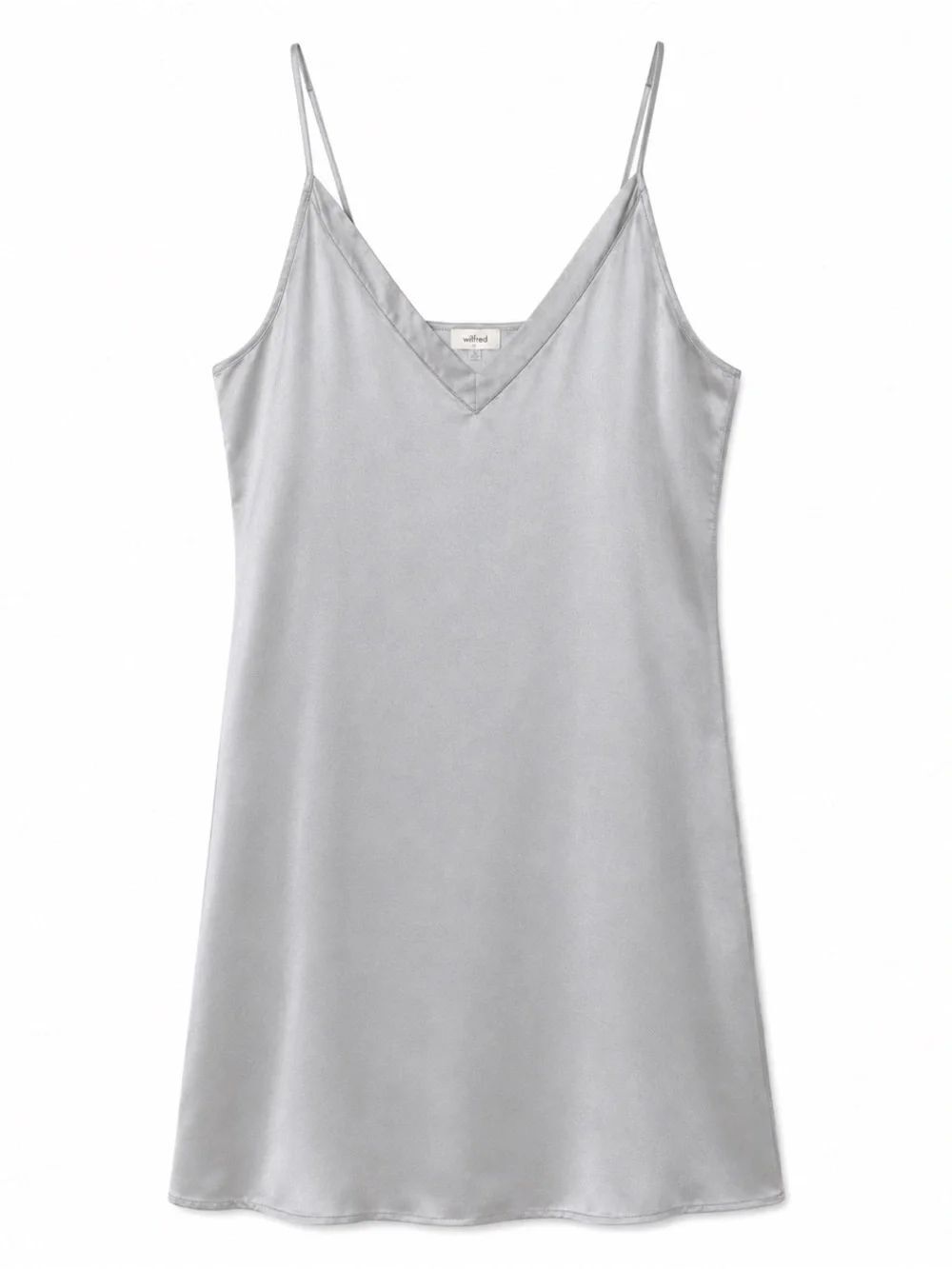 Aritzia Silver Satin Slip Dress with Spaghetti Straps